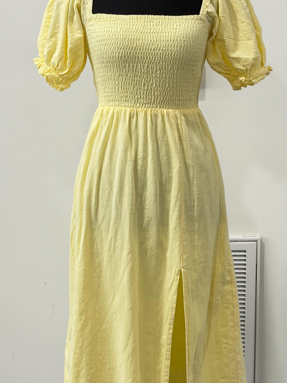 Old Navy Yellow Smocked Maxi Dress with Puff Sleeves